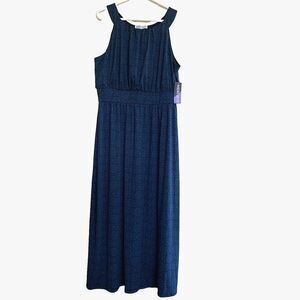 Meri Skye Dress Blue Black Maxi Sleeveless Stretch Womens Size 2X